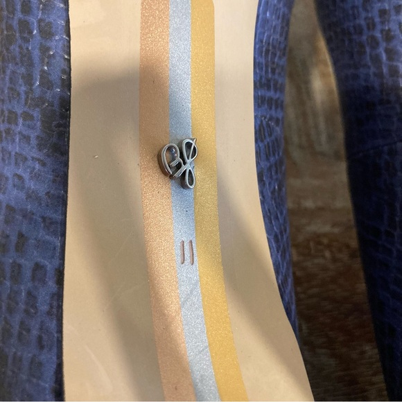 Sam Edelman Navy Blue Snakeprint-Embossed Square Toe Heels 11 Beth Marlin Blue - Picture 9 of 14